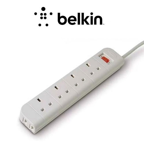 Belkin F9H410FR2M - Regleta de 4 Tomas (250 V, 50 Hz, 2 Metros), Blanco